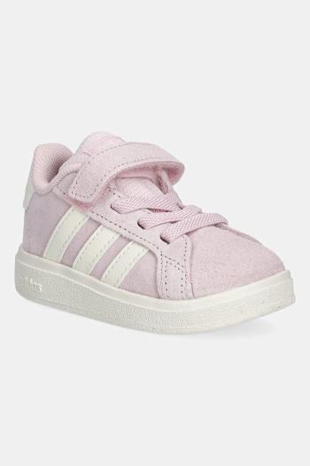 Detské semišové tenisky adidas GRAND COURT 00s ružová farba, JR0781
