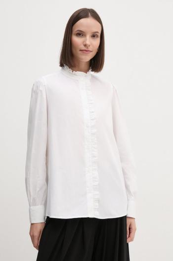 Bavlnená košeľa Tommy Hilfiger dámska, biela farba, regular, so stojačikom, WW0WW43529