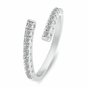 Brilio Silver Slušivý strieborný otvorený prsteň so zirkónmi RI144W 55 mm