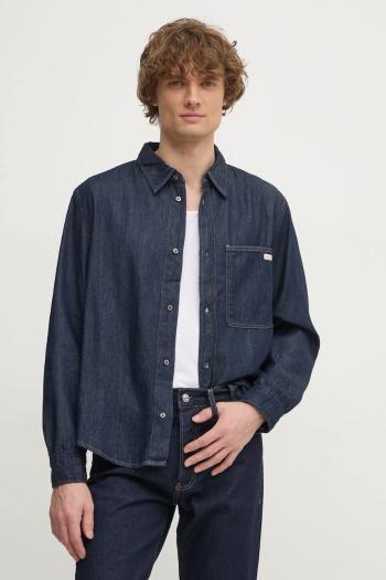Košeľa Calvin Klein Jeans pánska, tmavomodrá farba, regular, s klasickým golierom, J30J326584