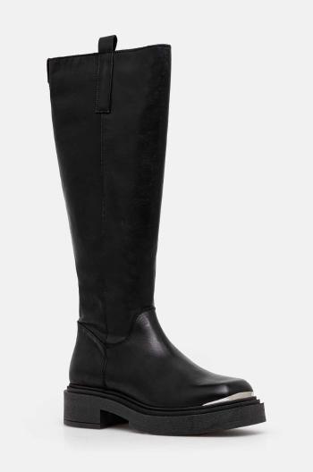 Kožené čižmy Steve Madden Constance dámske, čierna farba, na plochom podpätku, SM11003238