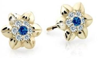 Cutie Jewellery Krásne detské náušnice zo žltého zlata C2202-30-X-1 modrá