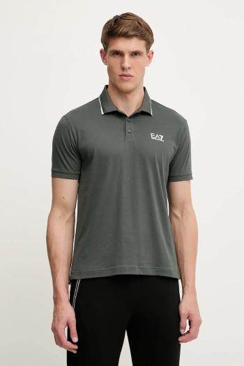 Bavlnené polo tričko EA7 Emporio Armani zelená farba, jednofarebné, AF10375.7M000277