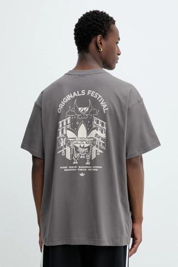Bavlnené tričko adidas Originals Street Band Tee pánske, hnedá farba, vzorované, KR5105
