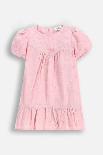 Detské bavlnené šaty Coccodrillo ružová farba, mini, áčkový strih, HOLIDAY SPLASH GIRL NEWBORN