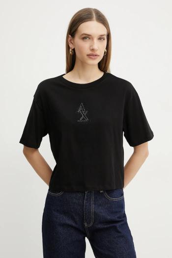 Bavlnené tričko Armani Exchange dámske, čierna farba, XW000102 AF10359