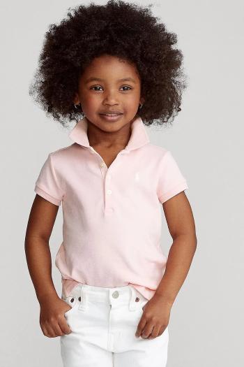 Detské polo tričko Polo Ralph Lauren ružová farba, s golierom, 312573242011