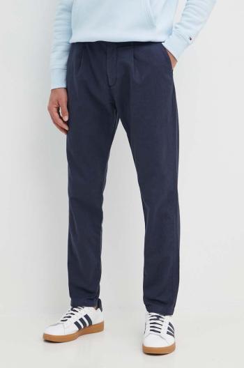 Nohavice s prímesou ľanu Tommy Hilfiger tmavomodrá farba,strih chinos,MW0MW33914