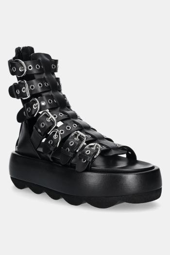 Kožené sandále AGL Gwendoline Straps čierna farba, na platforme, D690005PHSOFTY0000