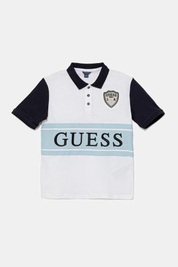Detská bavlnená polokošeľa Guess biela farba, vzorovaný, L5GP00 KADZ4