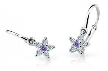 Cutie Jewellery Trblietavé detské náušnice z bieleho zlata C2118-10-X-2 fialová