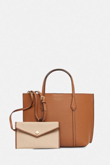 Kožená kabelka Tory Burch Perry hnedá farba, 177252-200