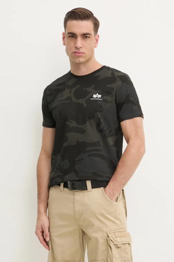 Bavlnené tričko Alpha Industries Basic 188505C.125, čierna farba, vzorované