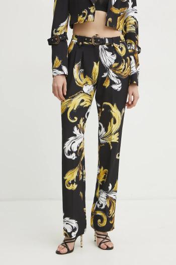 Nohavice Versace Jeans Couture dámske, čierna farba, rovné, vysoký pás, 78HAA111 NS636