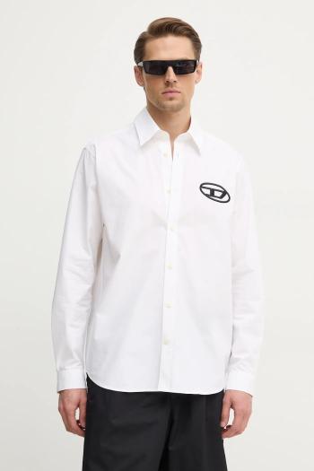 Bavlnená košeľa Diesel S-SIMPLY-D SHIRT pánska, biela farba, regular, s klasickým golierom, A14634.0PCAL