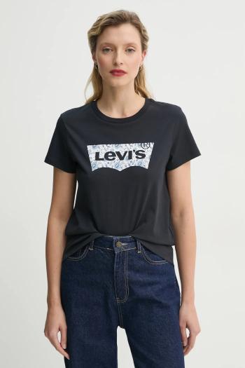 Bavlnené tričko Levi's THE PERFECT TEE dámske, čierna farba, 17369