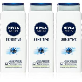 NIVEA MEN Sensitive sprchový gél pre mužov výhodné balenie 3 x 500 ml