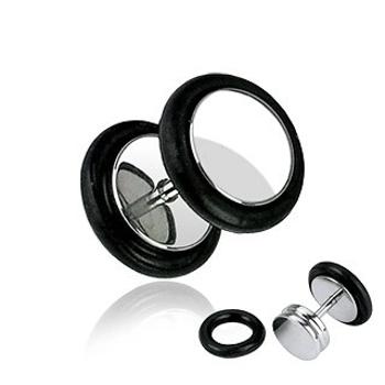 Falošný plug do ucha z chirurgickej ocele, okrúhly, lesklý - Hrúbka piercingu: 1 mm