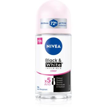 Nivea Invisible Black & White Clear guličkový antiperspirant pre ženy 50 ml