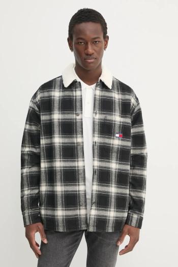 Bunda Tommy Jeans pánska, čierna farba, prechodná, DM0DM20241