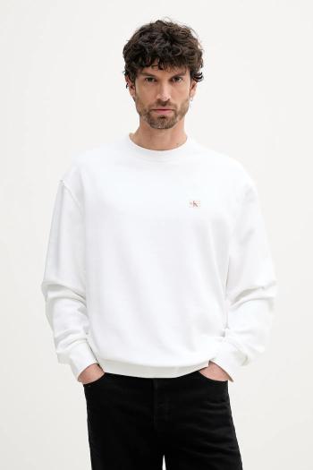 Mikina Calvin Klein Jeans biela farba, jednofarebná, LV04RC273G