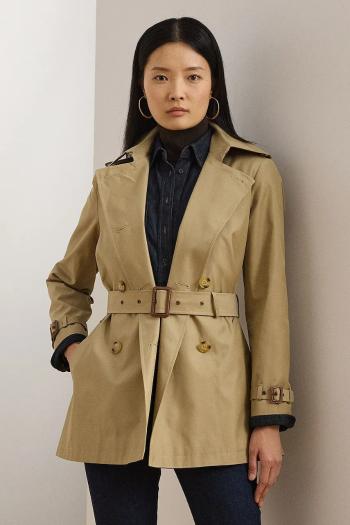 Kabát Lauren Ralph Lauren dámsky, béžová farba, prechodný, dvojradový, 297967126