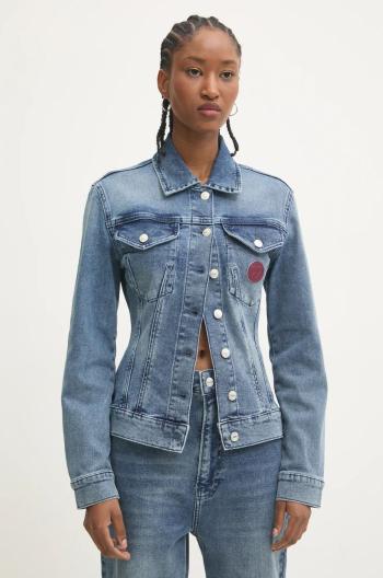 Rifľová bunda Moschino Jeans dámska, tmavomodrá farba, prechodná, A0510 8721