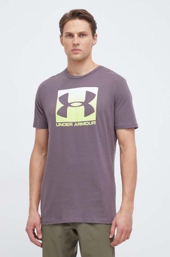 Tričko Under Armour pánsky, hnedá farba, s potlačou, 1329581