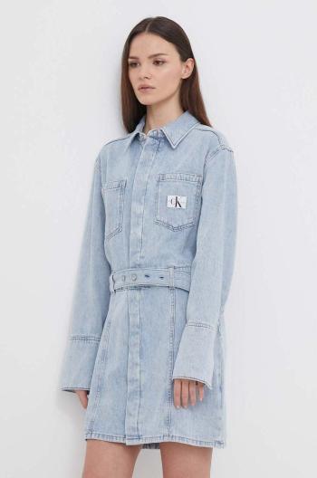 Rifľové šaty Calvin Klein Jeans mini, áčkový strih, J20J222784