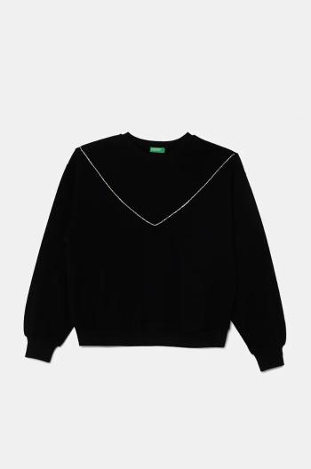 Detská mikina United Colors of Benetton čierna farba, s nášivkou, 30L3C10KW