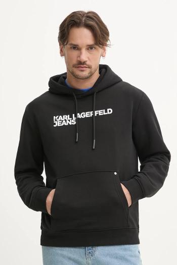 Mikina Karl Lagerfeld Jeans pánska, čierna farba, s kapucňou, s potlačou, A2M20049