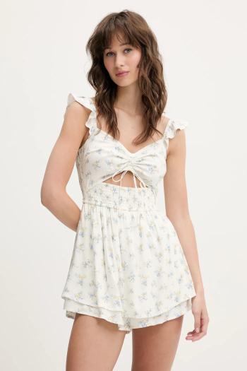 Overal Hollister Co. biela farba, v výstrih, KI359-5034
