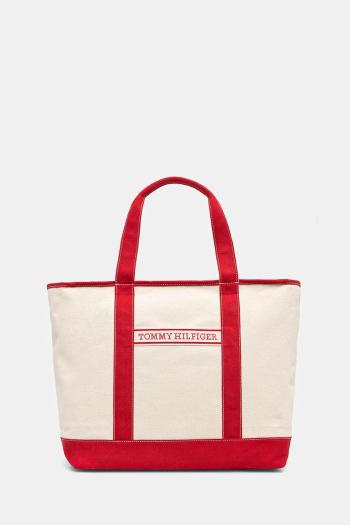 Bavlnená taška Tommy Hilfiger červená farba, AW0AW17421