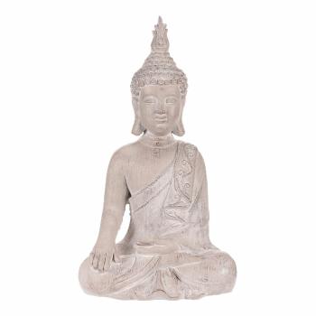 Dekorácia soška Budha sediaci, sivá, polyresin, 30 x 22 x 54 cm