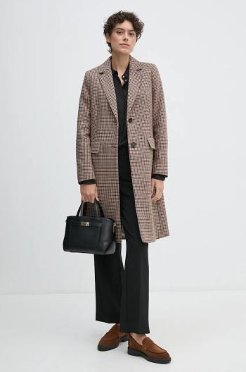 Kabát s prímesou vlny Tommy Hilfiger béžová farba, prechodný, WW0WW43195