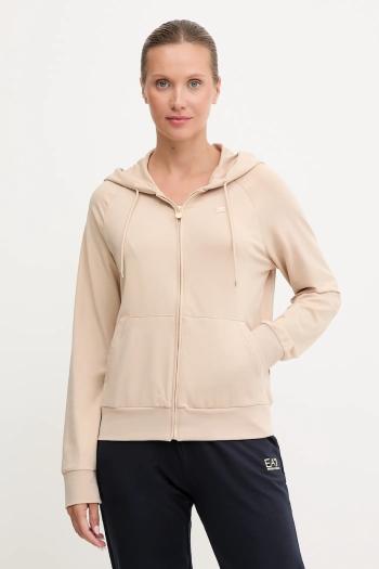 Mikina EA7 Emporio Armani béžová farba, s kapucňou, jednofarebná, AF13135.7W000458