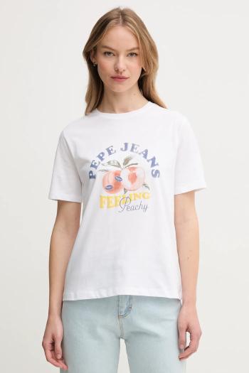 Bavlnené tričko Pepe Jeans VENUSA dámske, biela farba, PL506056