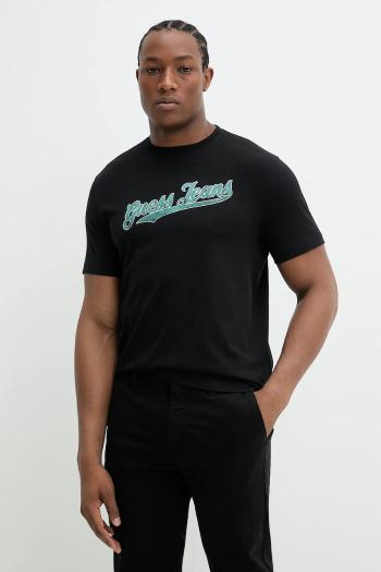 Bavlnené tričko Guess Jeans pánske, čierna farba, s potlačou, M5GI54 K8FQ4