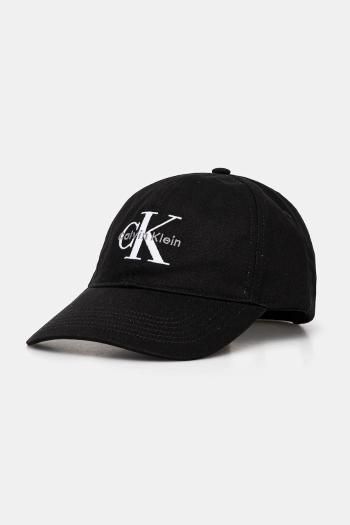 Bavlnená šiltovka Calvin Klein čierna farba, s nášivkou, LV04K5026G