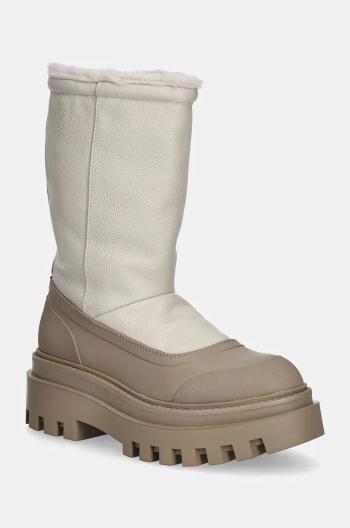 Členkové topánky Calvin Klein Jeans FLATFORM CHELSEA BOOT PADDED dámske, béžová farba, na plochom podpätku, zateplené, YW0YW01558