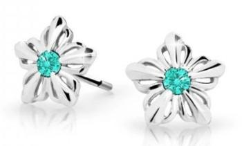 Cutie Jewellery Detské kvietkové náušnice z bieleho zlata C2238-30-X-2 svetlo zelená