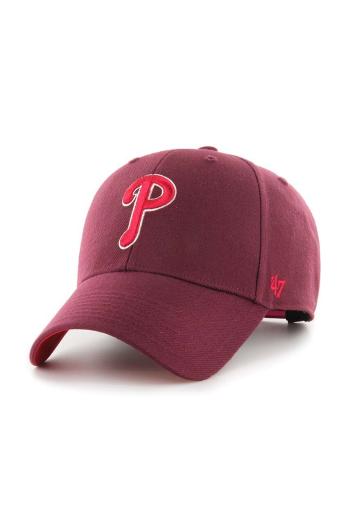 Bavlnená šiltovka 47 brand MLB Philadelphia Phillies bordová farba, s nášivkou