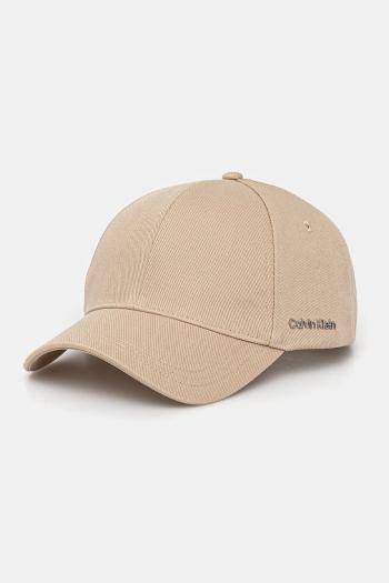 Bavlnená šiltovka Calvin Klein béžová farba, jednofarebná, K60K612910