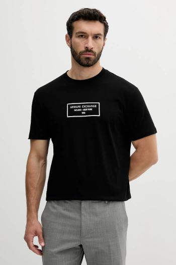 Bavlnené tričko Armani Exchange pánske, čierna farba, s nášivkou, XM000552 AF10356