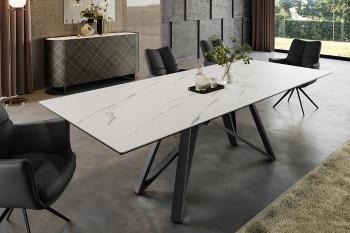 LuxD Rozťahovací keramický stôl Callen 160-200cm biely mramor