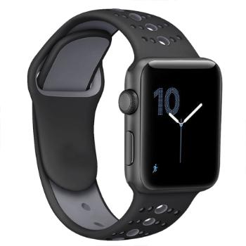 BStrap Silicone Sport remienok na Apple Watch 38/40/41mm, Black Gray (SAP007C02)