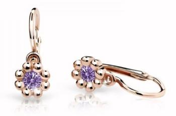 Cutie Jewellery Detské náušnice z ružového zlata C2030-10-X-4 fialová