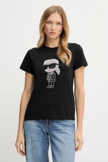 Bavlnené tričko Karl Lagerfeld čierna farba