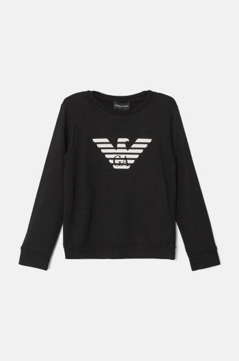 Detská mikina Emporio Armani čierna farba, s potlačou, 8N4MR6 1JRIZ