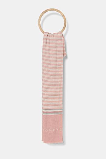 Šál Tommy Hilfiger dámsky, ružová farba, vzorovaný, AW0AW17142